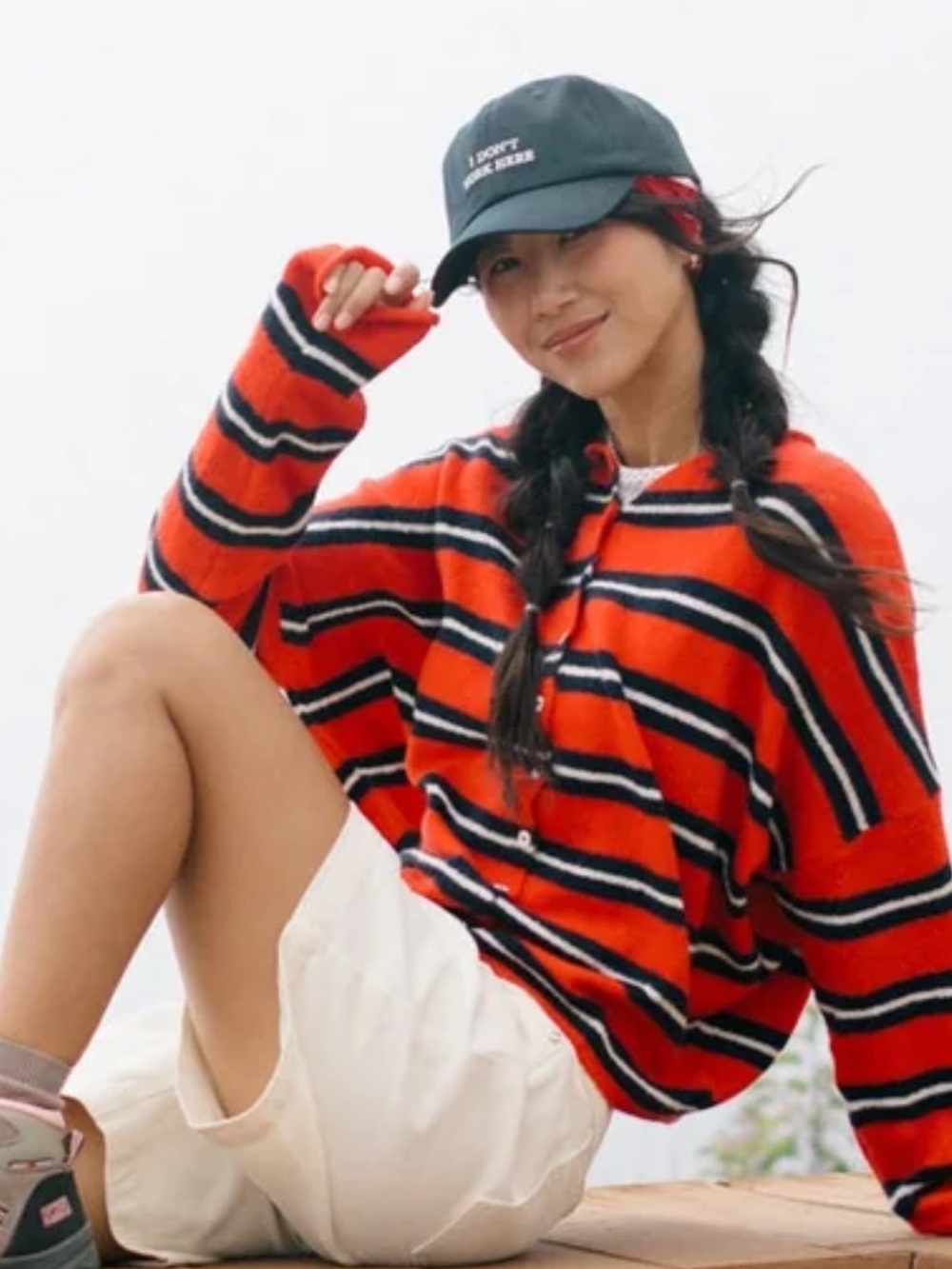 Things Between Varsity Striped Piper Cardigan - Red Tomato